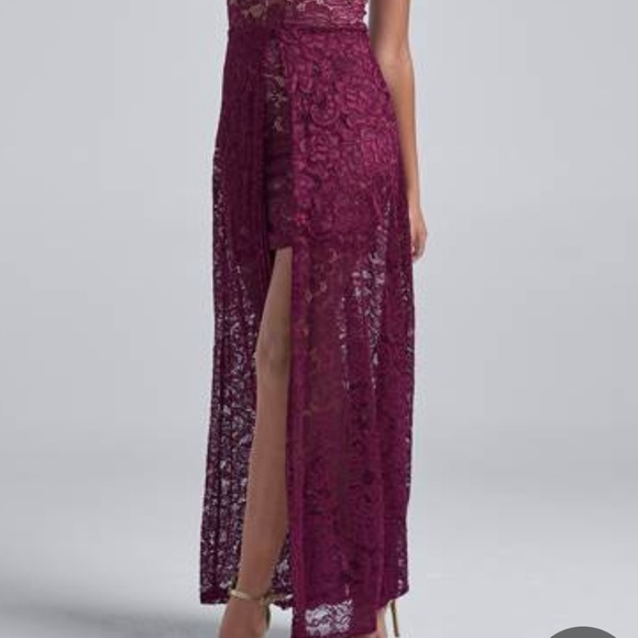 High-Low Lace Dress Brand New Size  XL Color Wine - Picture 4 of 7